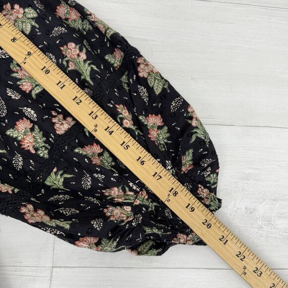 Anthropologie Babydoll Dress Medium Balloon Sleeve Floral Swiss Dot Boho Cottage - Picture 15 of 16